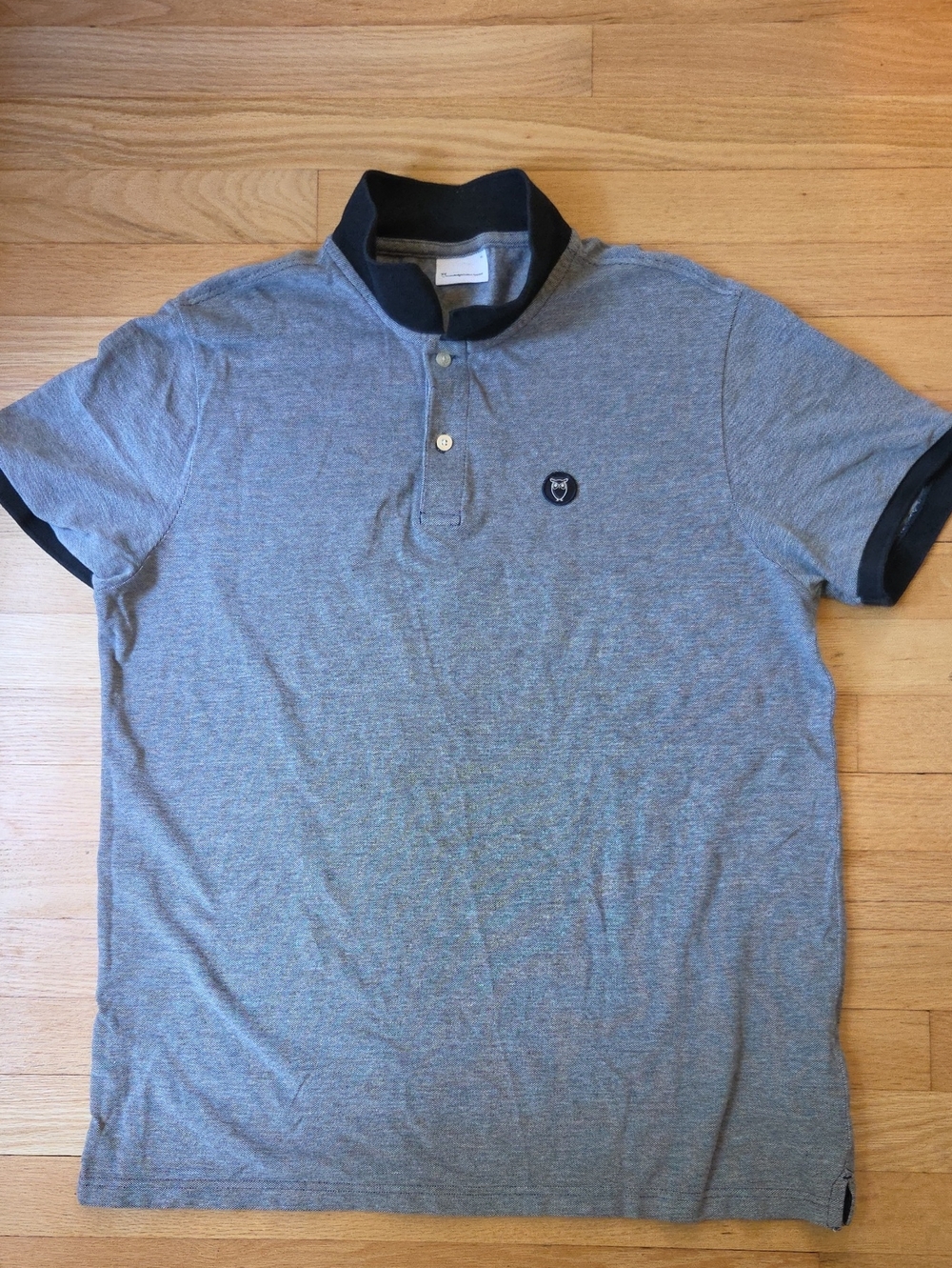 Knowledge Cotton Apparel Organic Cotton Owl Polo Shirt Gray Men’s Size XL